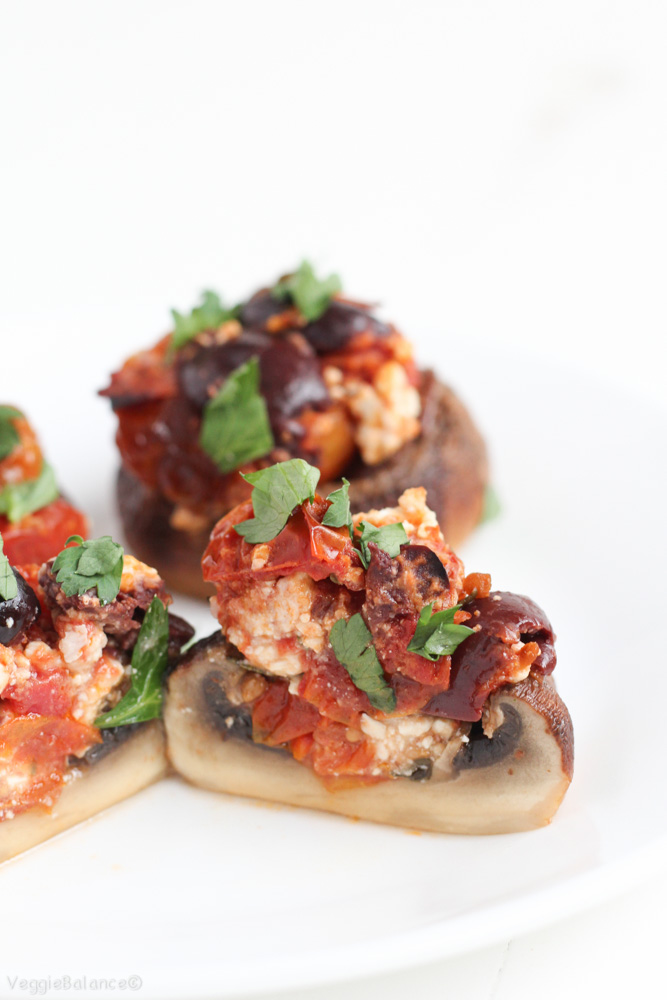 Stuffed Mushrooms Feta Roasted Tomatoes VeggieBalance