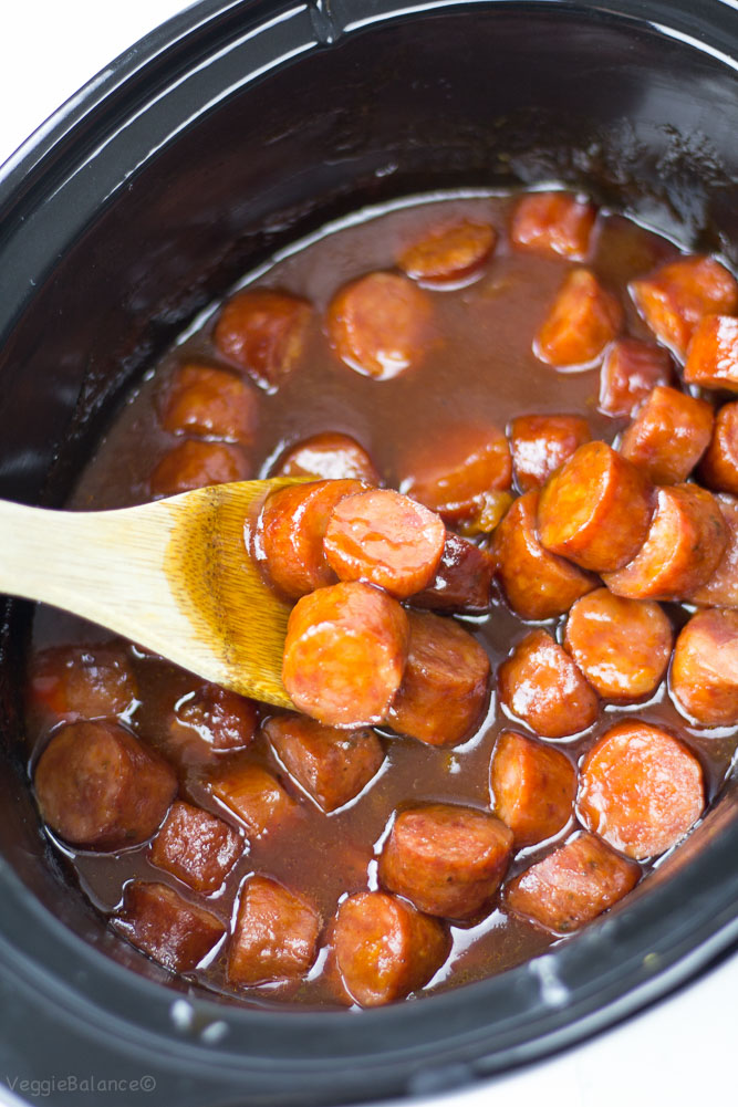 Slow Cooker Sweet BBQ Cocktail Sausages are a super easy and delicious appetizer you can whip together quickly for an epic get-together dish with just 3 ingredients. (Gluten Free, Dairy Free)