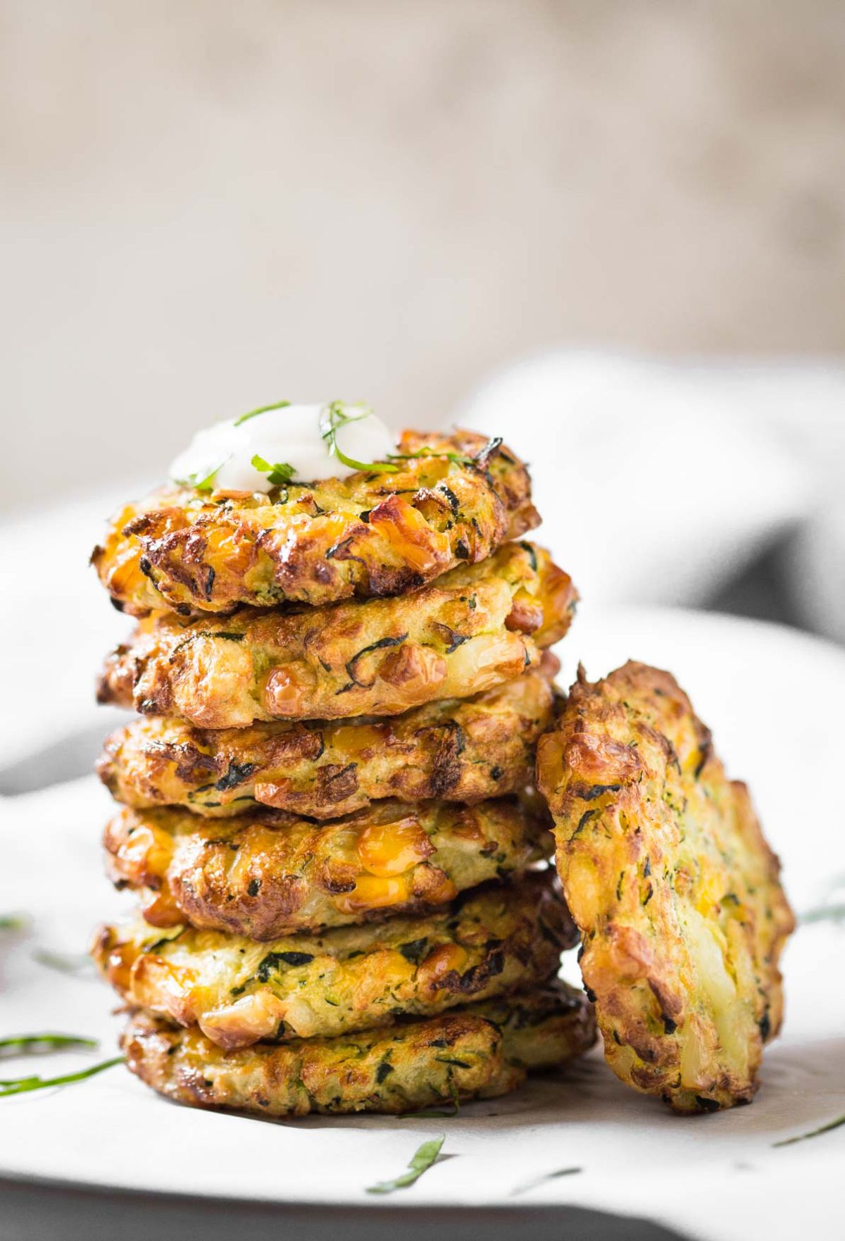 a stack of zucchini fritters
