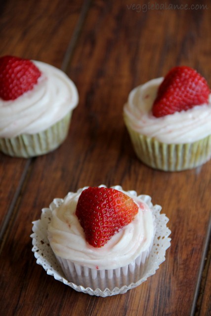 Strawberry Cupcakes with Cream Cheese Frosting made with a secret ingredient