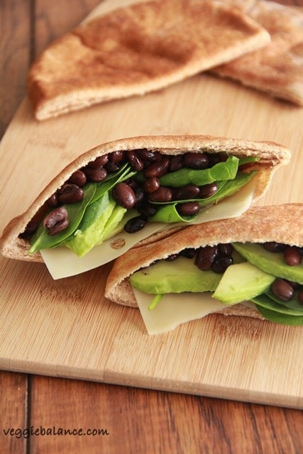 Avocado Black Bean Pita - Veggiebalance.com