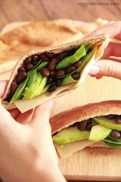 Avocado Black Bean Pita - Veggiebalance.com