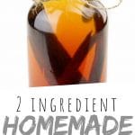 PINTEREST IMAGE with words "2 ingredient homemade vanilla extract" homemade vanilla extract with twine tied in a bow on top