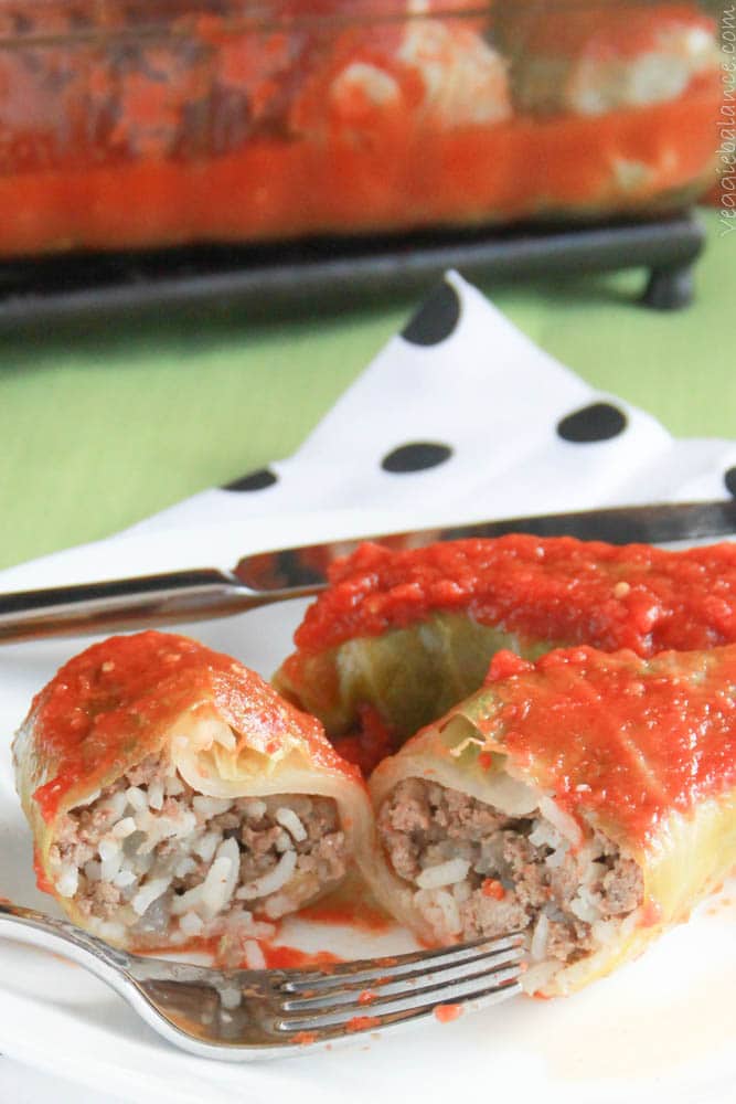 Cabbage Rolls in Tomato Sauce - Veggiebalance.com