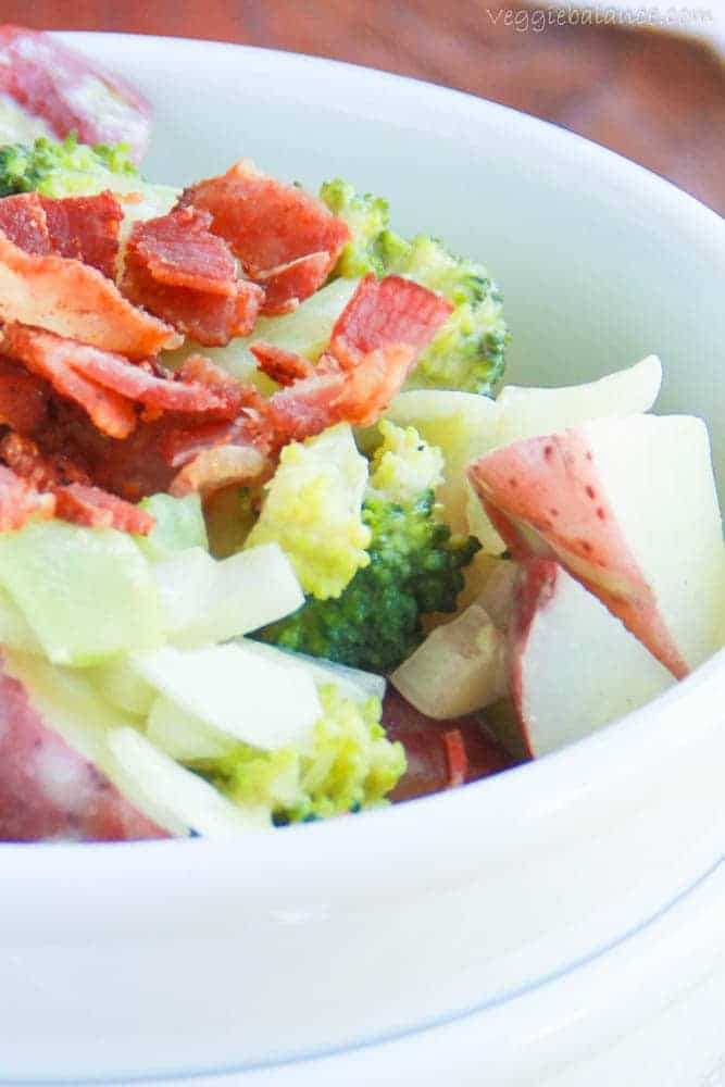 Broccoli Potato Bacon Salad - Veggiebalance.com