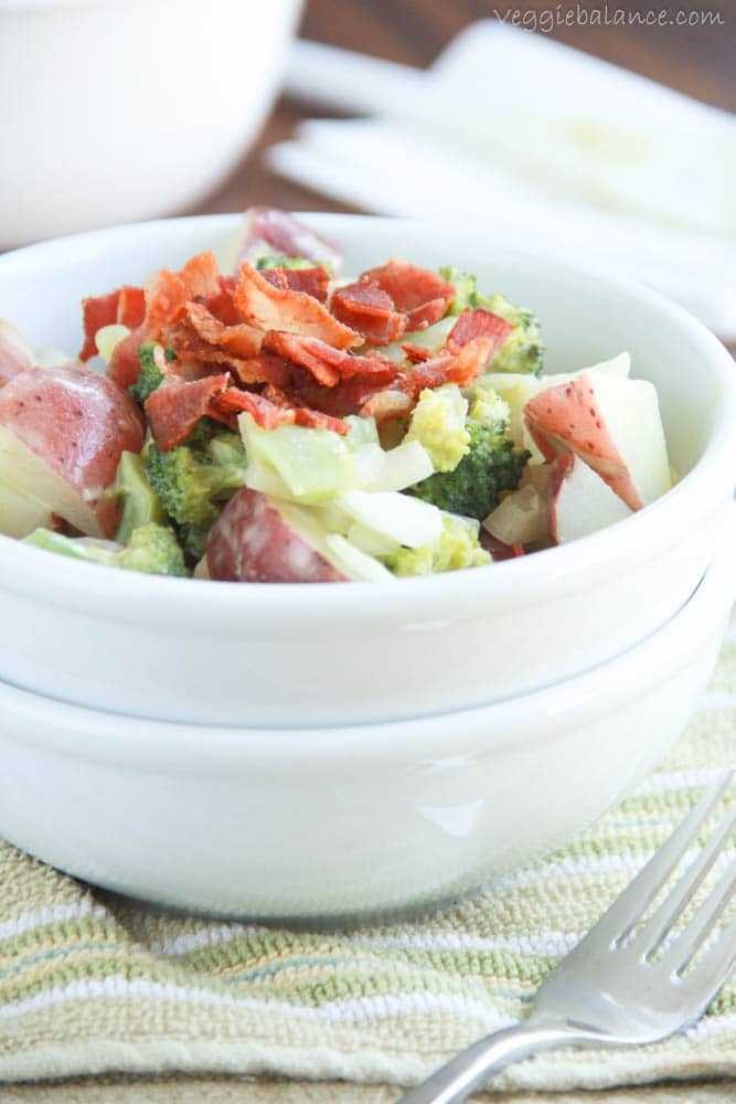 Broccoli Potato Bacon Salad - Veggiebalance.com