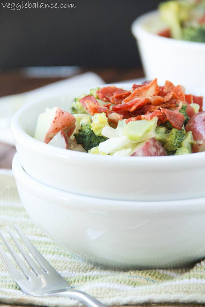 Broccoli Potato Bacon Salad - Veggiebalance.com