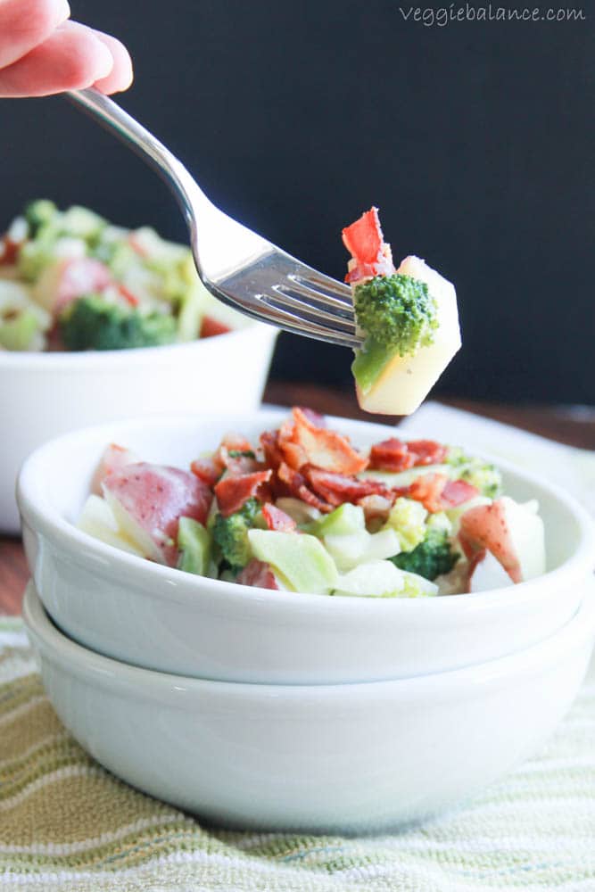 Broccoli Potato Bacon Salad - Veggiebalance.com