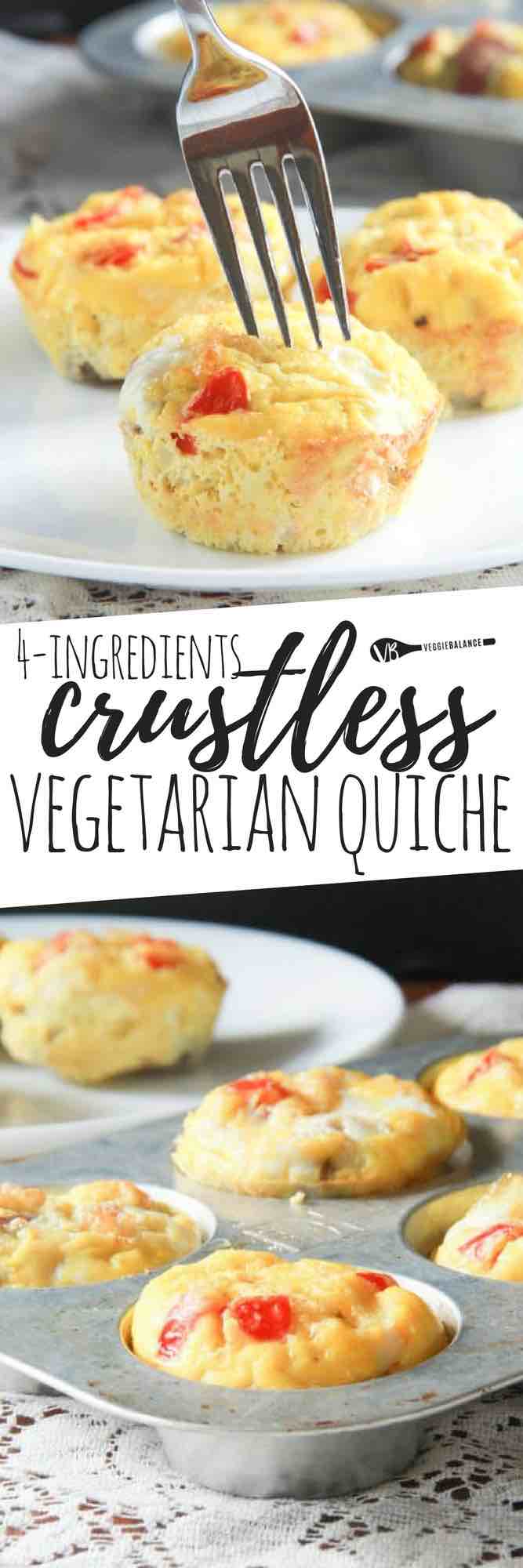 Mini Crustless Vegetarian Quiche Muffins Recipe (Gluten-Free Quiche)