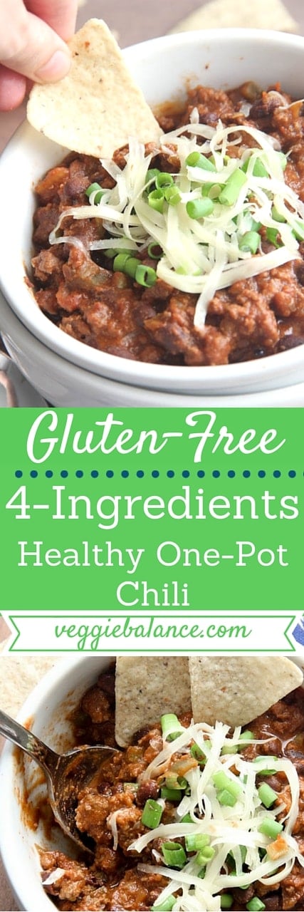 4-Ingredients Gluten-Free One-Pot Chili - Veggiebalance.com