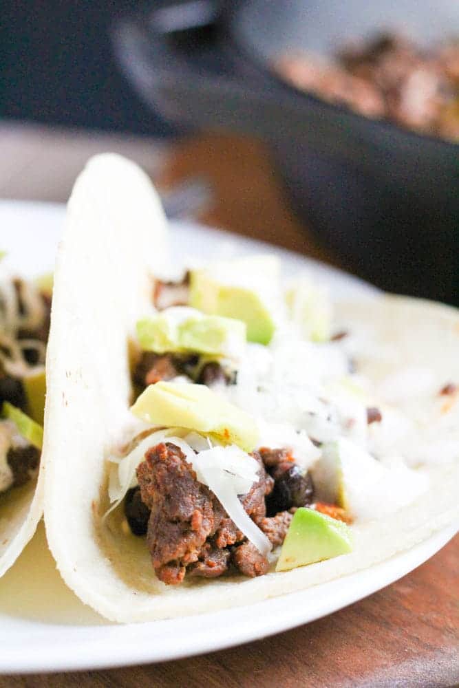 Chorizo Tacos with Black Beans - Veggiebalance.com