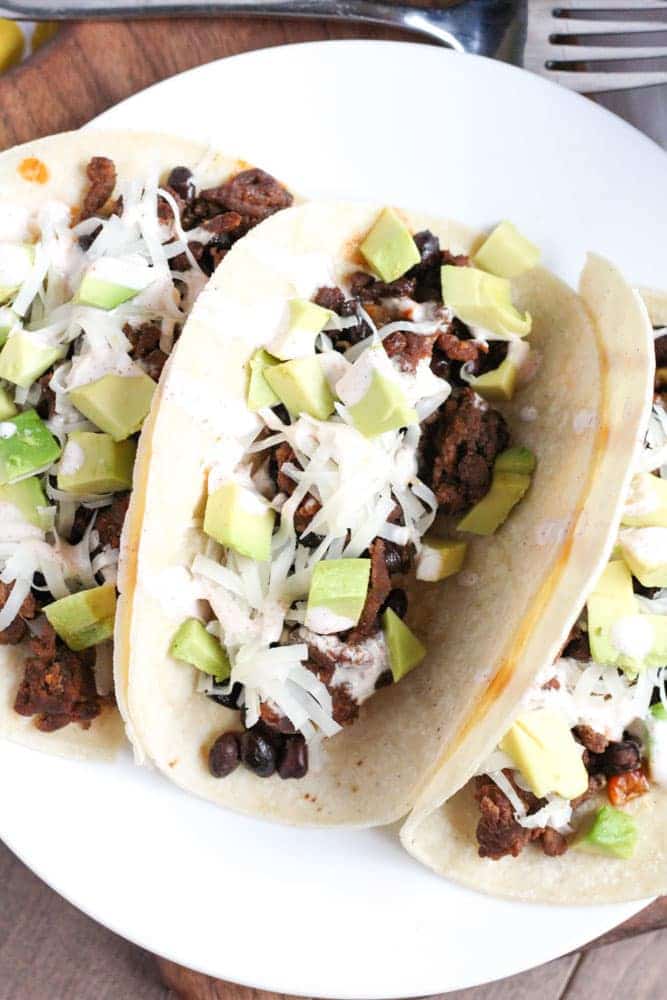 Chorizo Tacos with Black Beans - Veggiebalance.com