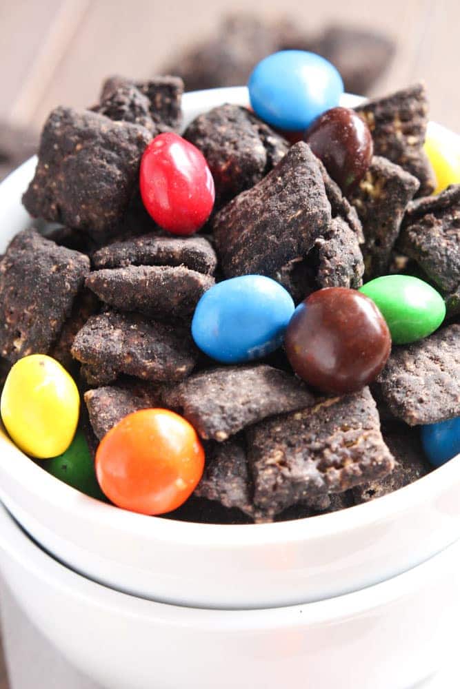 Dark Chocolate Peanut Butter Puppy Chow Recipe make it the best Gluten-Free and low-sugar snack ever!