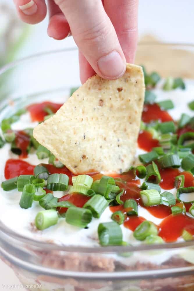 Seven Layer Bean Dip {Gluten-Free} - Veggiebalance.com