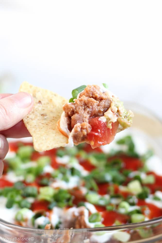 Seven Layer Bean Dip {Gluten-Free} - Veggiebalance.com