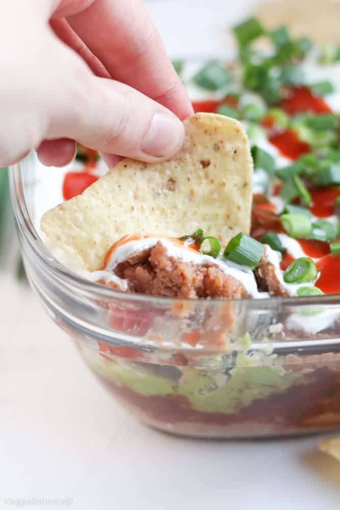 Seven Layer Bean Dip {Gluten-Free} - Veggiebalance.com