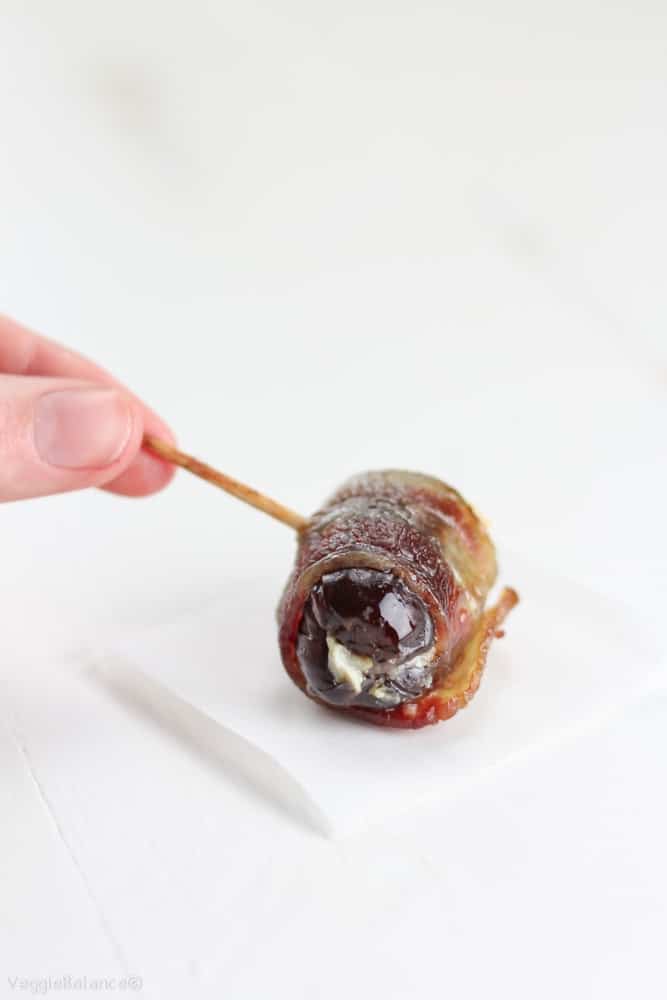 Bacon Wrapped Dates with Goat Cheese - Veggiebalance