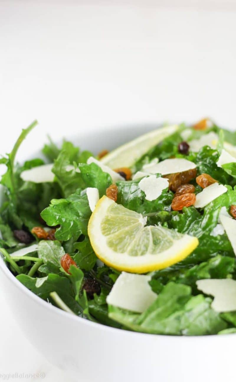 Kale Lemon Salad with Parmesan and Golden Raisins Recipe