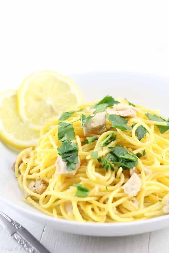 Lemon Tuna Olive Oil Pasta (Gluten-Free) - Veggiebalance.com