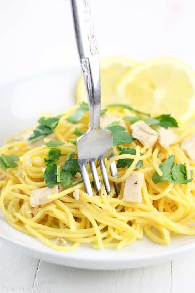 Lemon Tuna Olive Oil Pasta (Gluten-Free) - Veggiebalance.com
