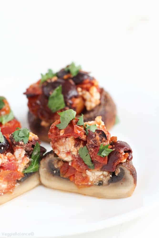 Stuffed Mushrooms Feta Roasted Tomatoes - Veggiebalance.com