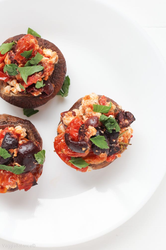 Stuffed Mushrooms Feta Roasted Tomatoes - Veggiebalance.com