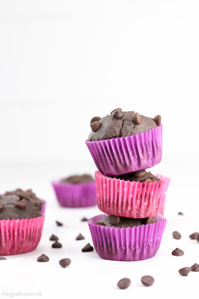 Healthy Chocolate Banana Muffins - Veggiebalance.com