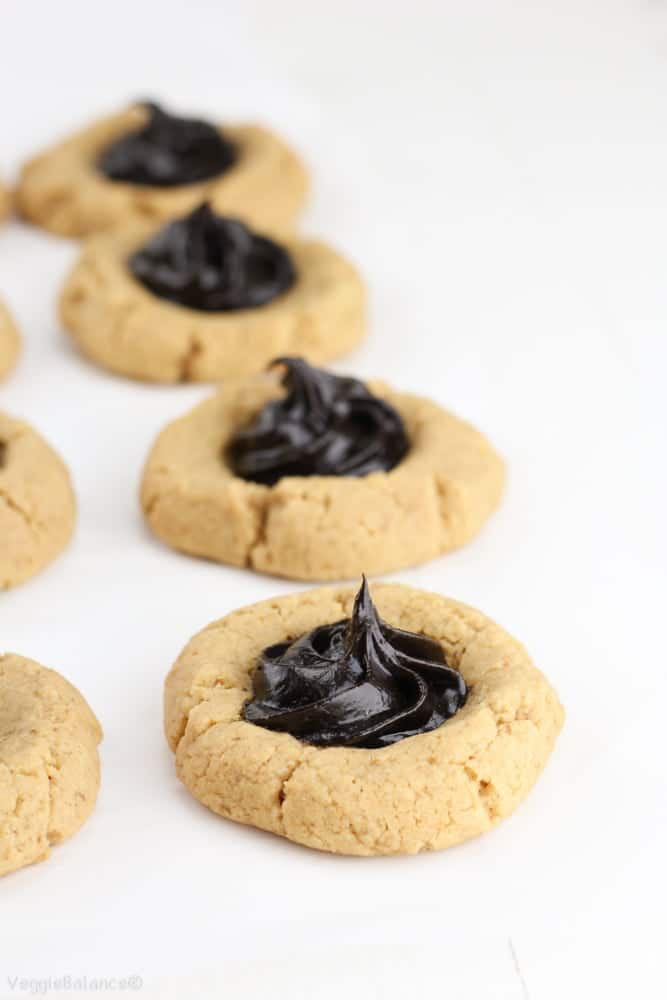 Healthy Peanut Butter Chocolate Thumbprint Cookies - Veggiebalance.com