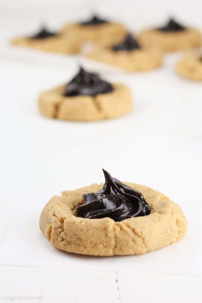 Healthy Peanut Butter Chocolate Thumbprint Cookies - Veggiebalance.com