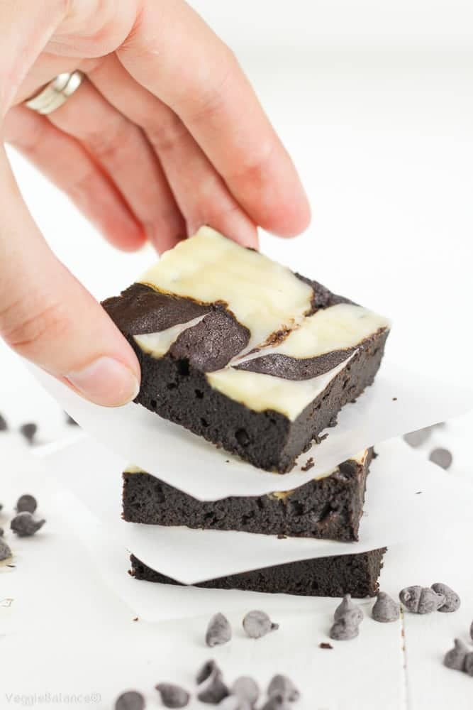 The Best Fudgy Brownies with Cream Cheese Swirl - Veggiebalance.com