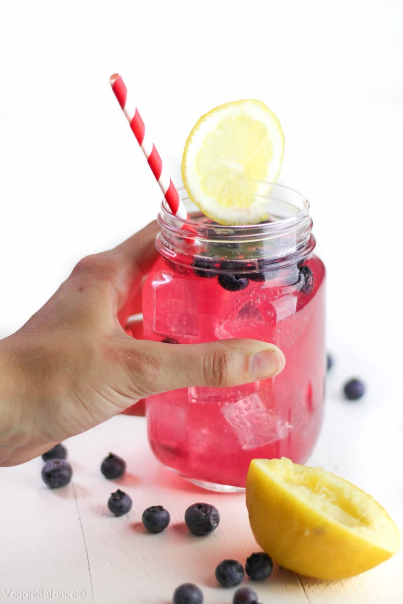 Blueberry Wine Spritzer recipe with Blueberry Simple Syrup Recipe - Veggiebalance.com