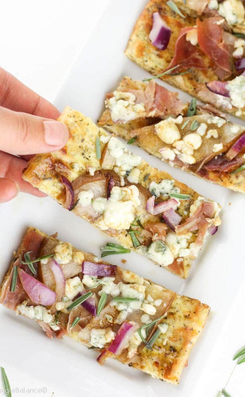 Low-Carb Pizza with Pears Prosciutto Red Onion Recipe