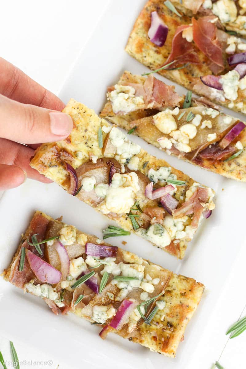 Low-Carb Pizza with Pears Prosciutto Red Onion Recipe