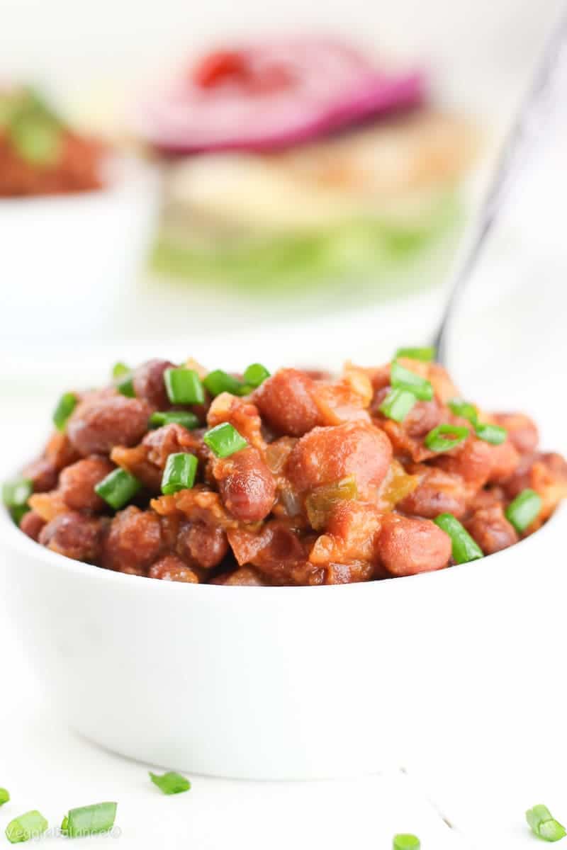 Easy Crockpot Baked Beans Recipe Gluten-Free Dairy-free Natural Lower-Sugar - Veggiebalance.com