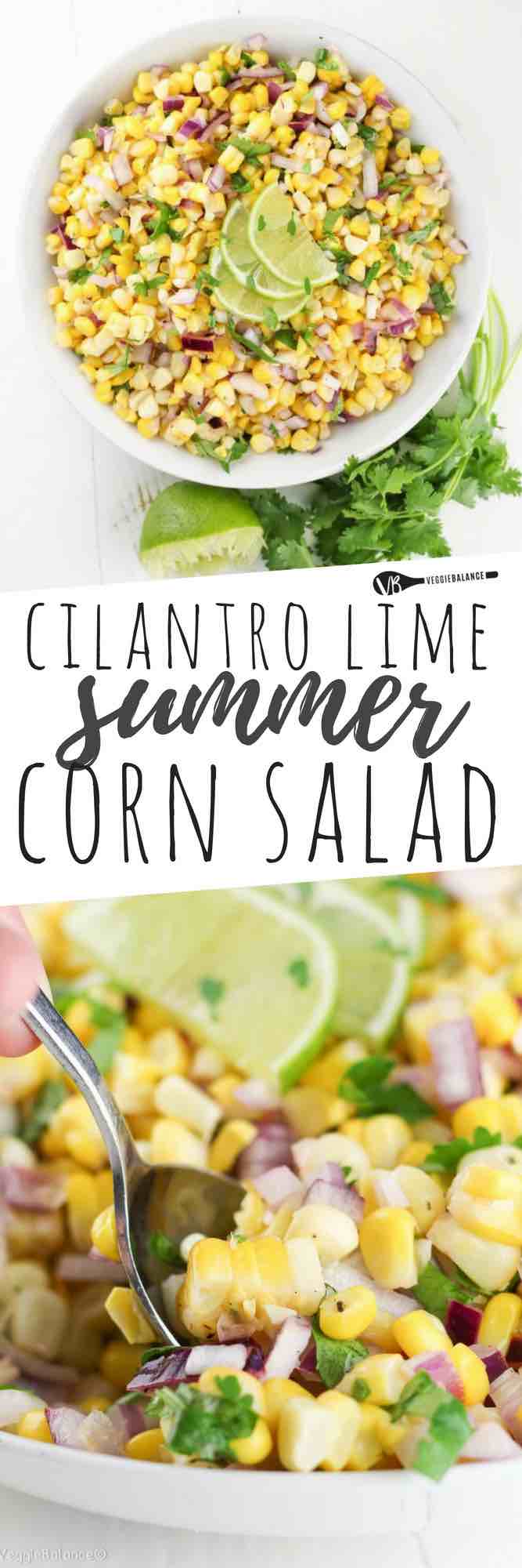 Summer Corn Salad recipe made healthy with simple, fresh ingredients, including a simple lime and vinegar dressing. It's the perfect dish to bring to your next get together.