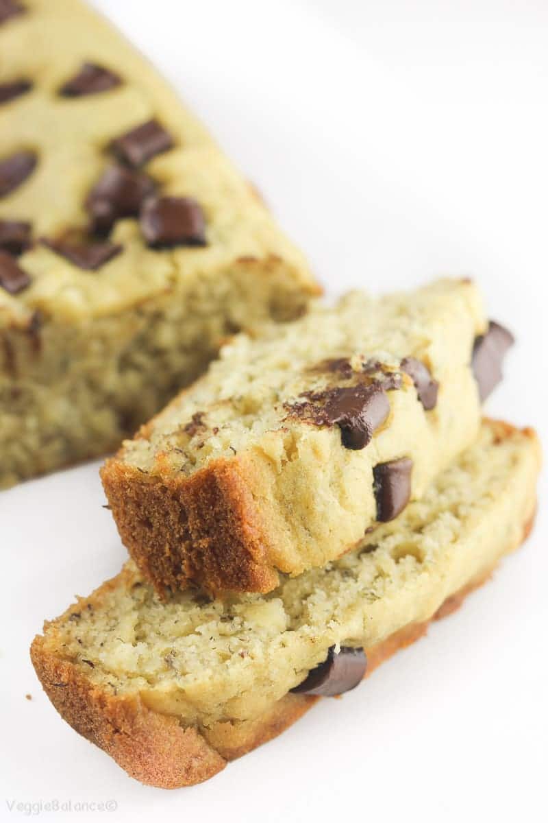 Gluten-Free Chocolate Chip Banana Bread recipe made healthy - Veggiebalance.com