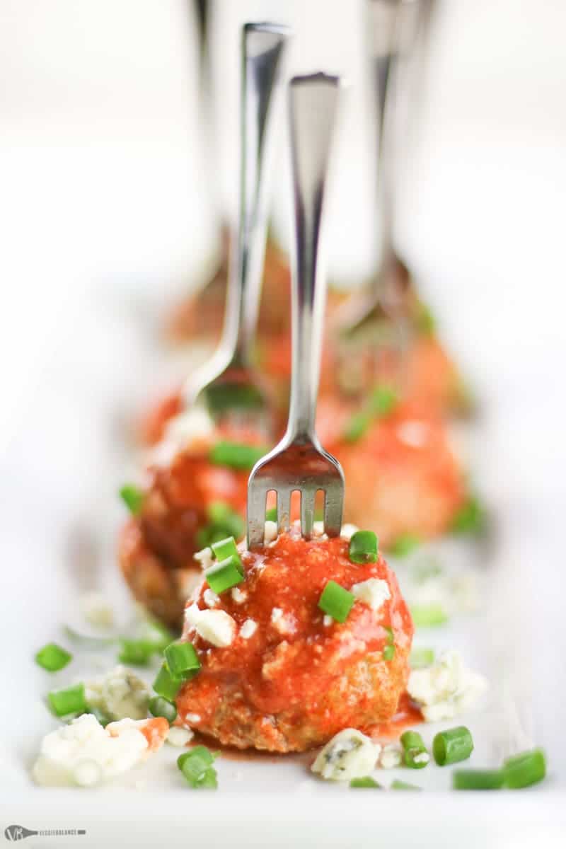 Crockpot Buffalo Chicken Meatballs recipe - Veggiebalance.com