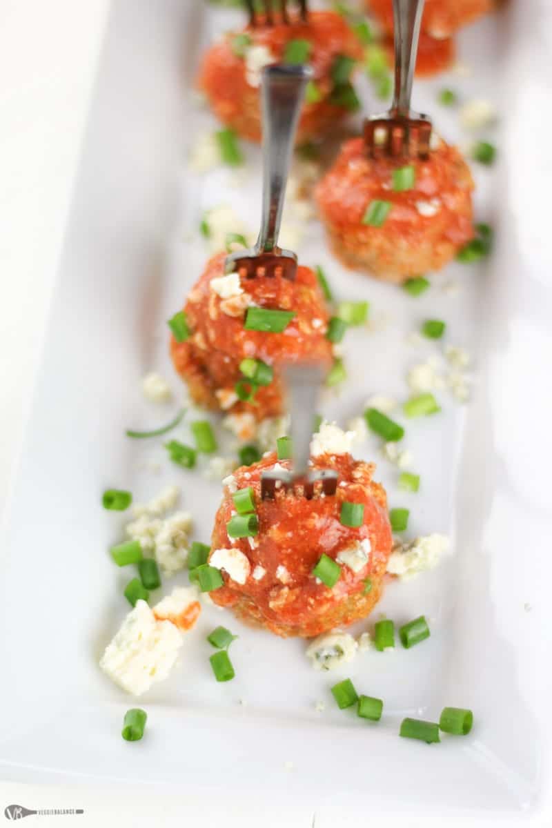 Crockpot Buffalo Chicken Meatballs recipe - Veggiebalance.com