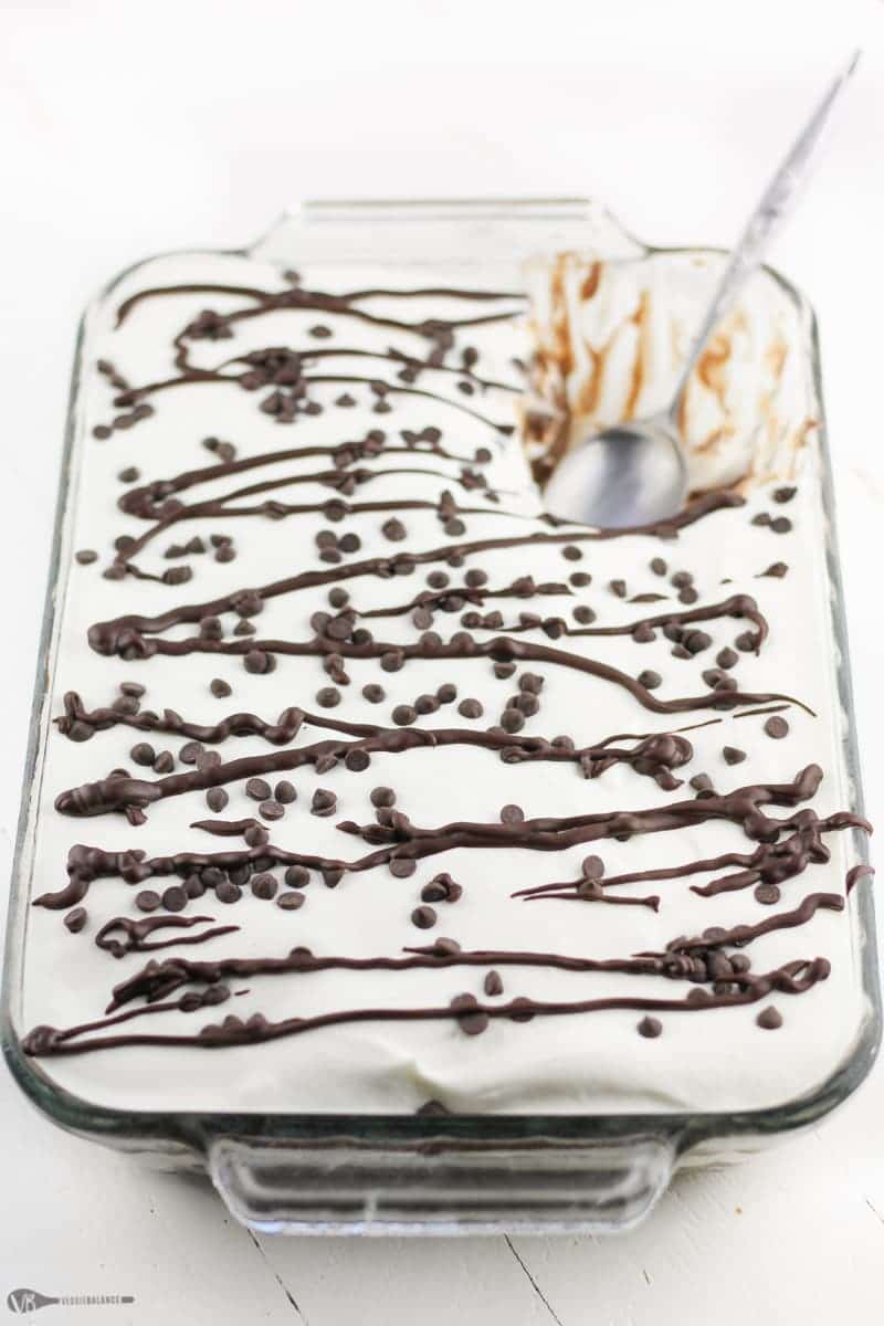 Chocolate Pudding Dessert recipe layered with a chocolate crust - Veggiebalance.com