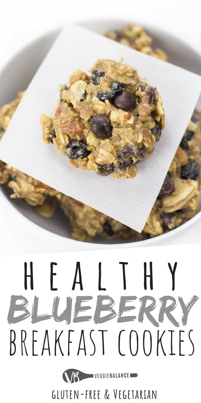 Blueberry Breakfast Cookies healthy enough for the most important meal of the day! Protein packed with nut butter, almonds, oats, blueberries and a touch of chocolate. This is how mornings should begin.