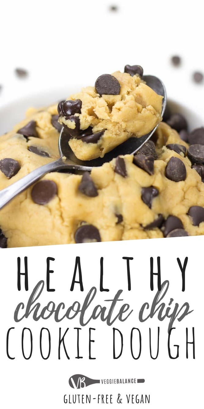 Healthy Cookie Dough packed with all the delicious flavor minus the worrisome eggs. Late night craving for some cookie dough? Grab a bite of this craving curbing treat packed with protein and natural sugars. Eating a spoonful of this cookie dough just got a little guilt-less. #GlutenFree #DairyFree #Vegan #Vegetarian #Healthy #Recipes #VeganRecipes #cookiedough #glutenfreerecipes (Gluten Free, Dairy Free, Vegan)