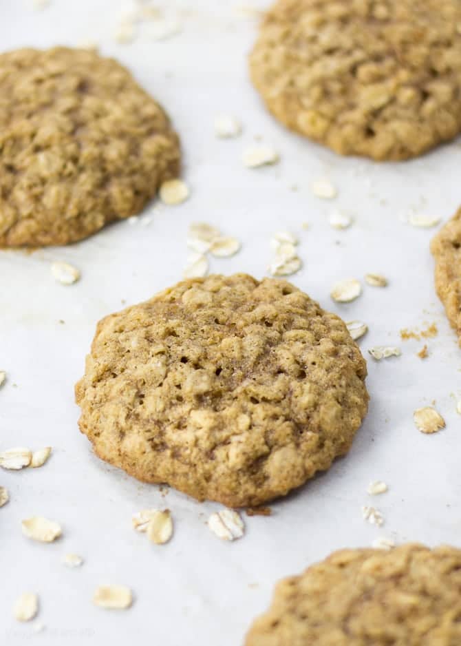 Vegan Oatmeal Cookies laced with the perfect amount of cinnamon for a chewy goodness treat.