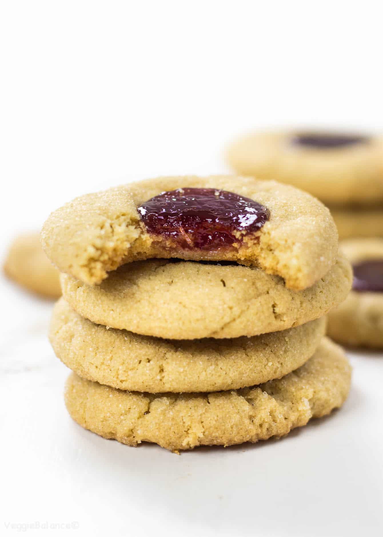 Peanut Butter Jelly Thumbprint Cookies - Veggiebalance.com