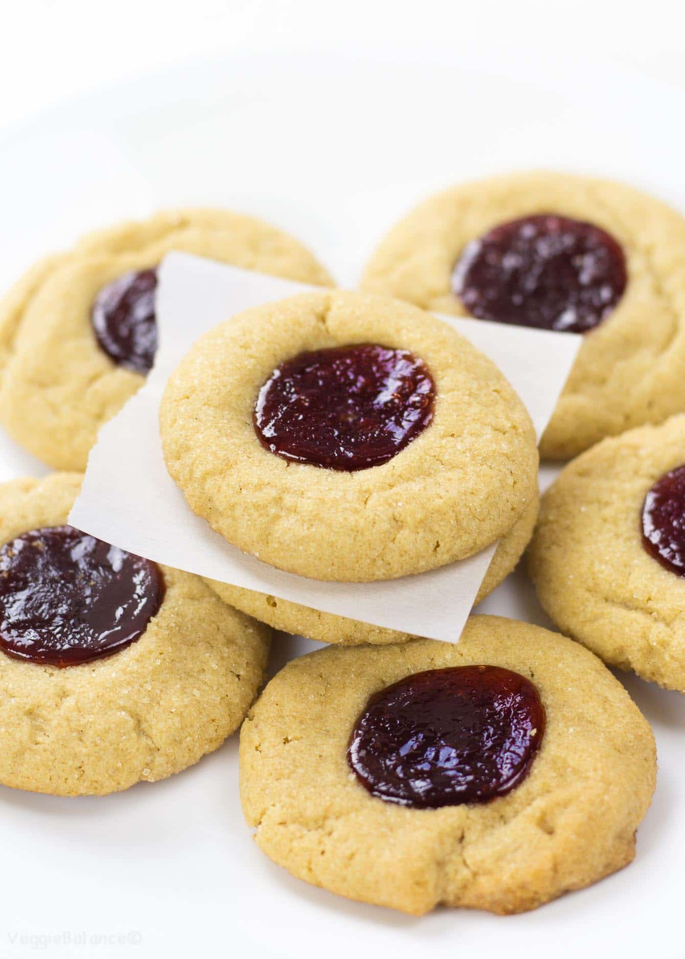 Peanut Butter Jelly Thumbprint Cookies - Veggiebalance.com