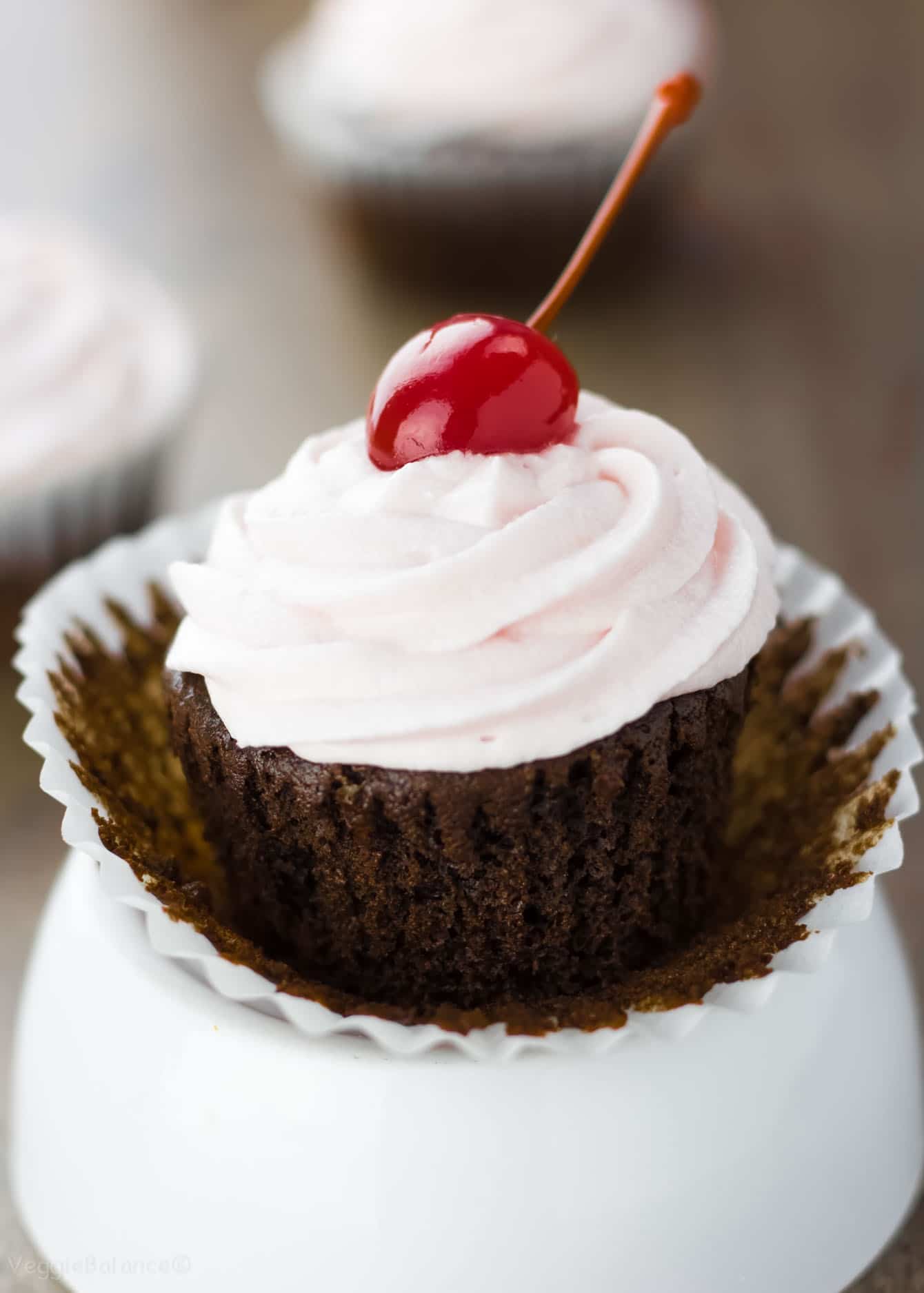 Chocolate Cherry Cupcakes Gluten Free - Veggiebalance.com