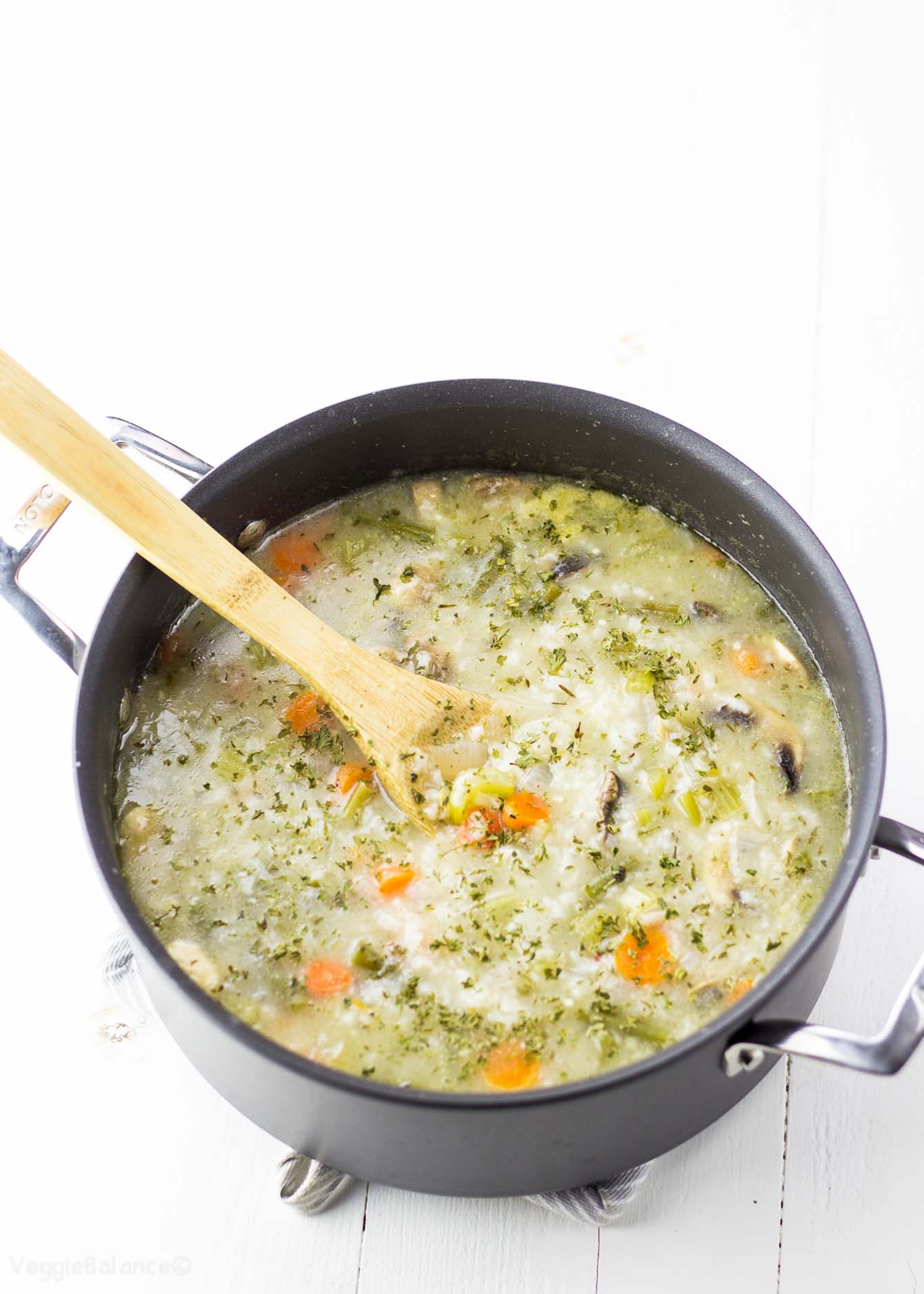 Vegetarian Wild Rice Soup made in One Pot - Veggiebalance.com