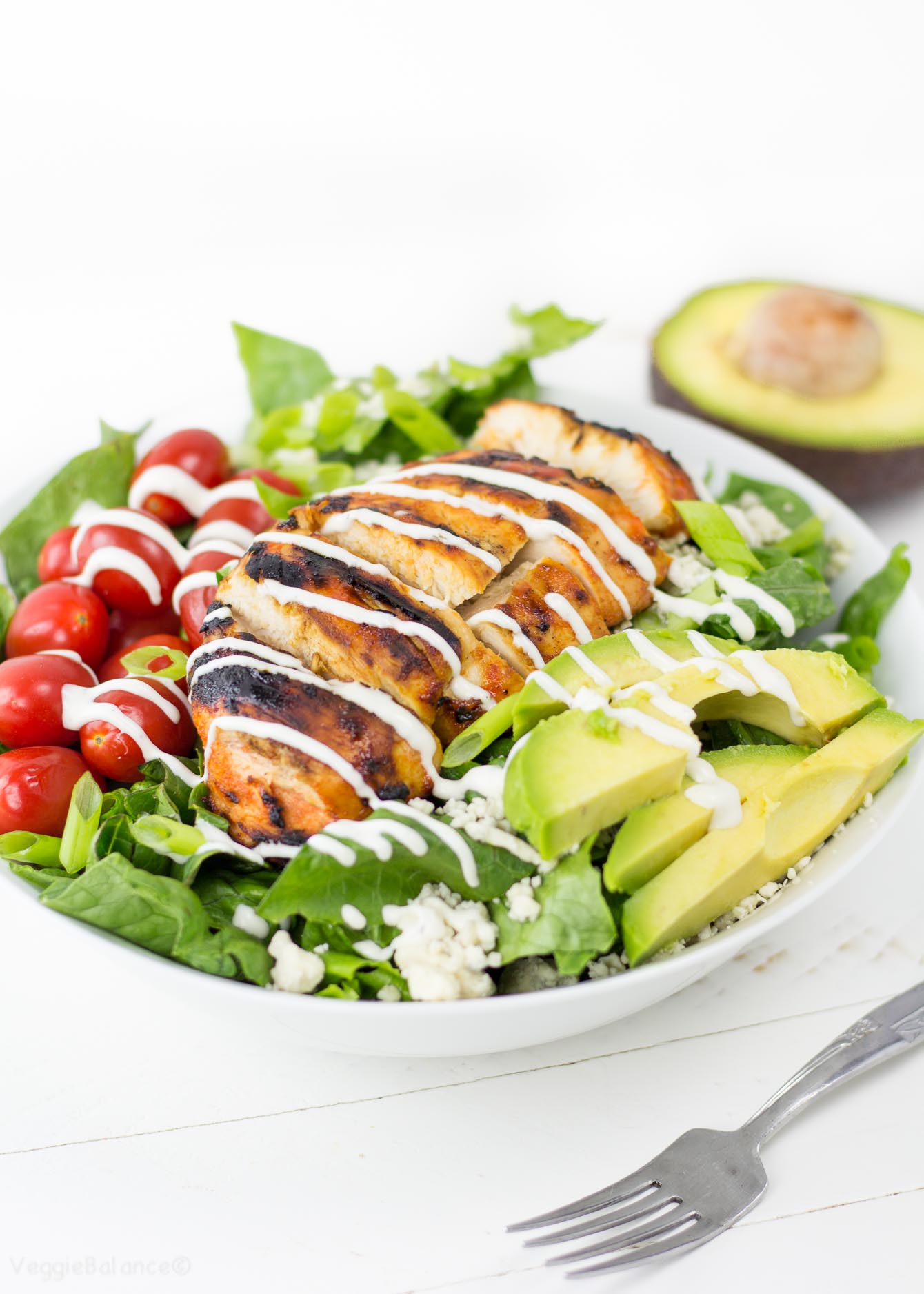 Grilled Buffalo Chicken Salad recipe - Veggiebalance.com