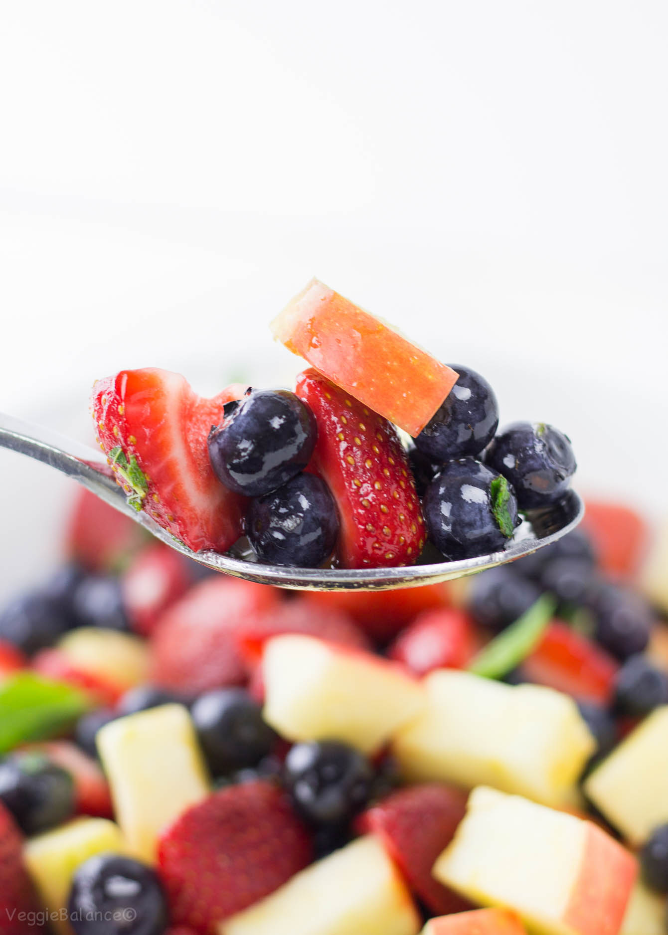 Lemon Mint Fruit Salad (aka The Red, White & Blue Fruit Salad) Gluten Free - Veggiebalance.com