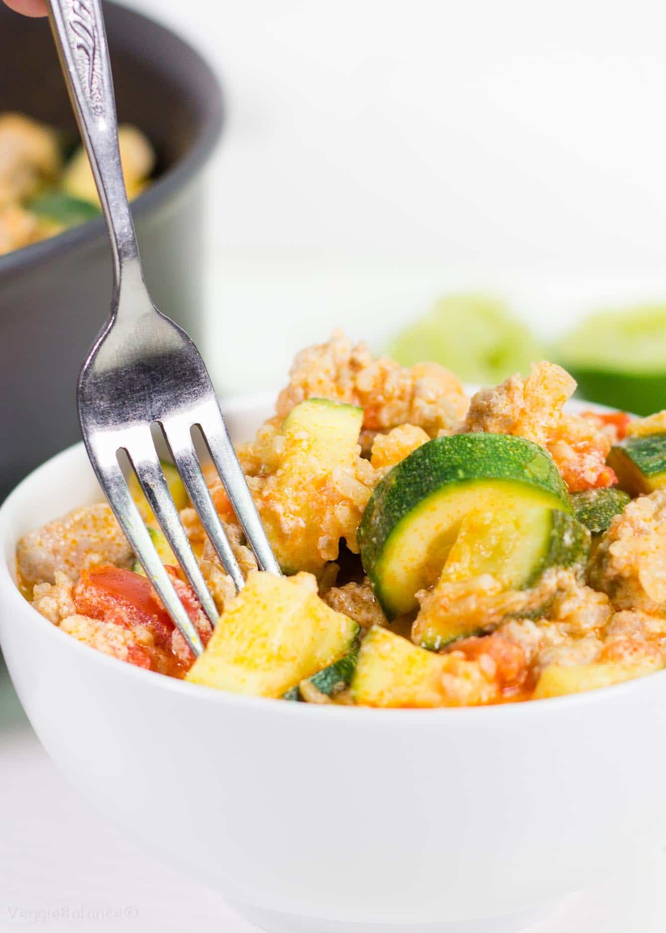 Buffalo Chicken Zucchini Rice Skillet