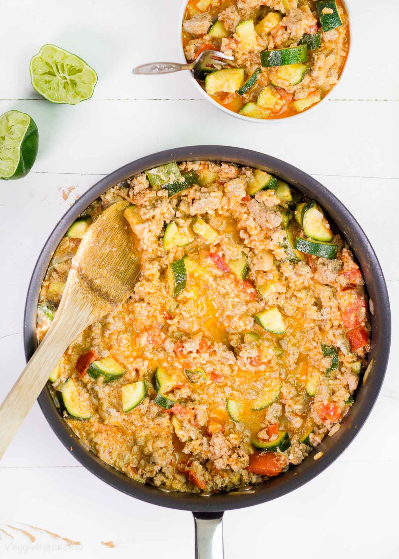 Buffalo Chicken Zucchini Rice Skillet